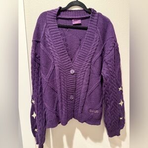 Taylor Swift Speak Now Purple Cable-Knit Star Sleeve Cardigan